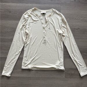 Universal Thread Long Sleeve Henley Shirt Cream